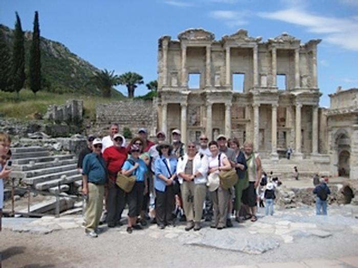 The group by the great library of Celsus at Ephesus